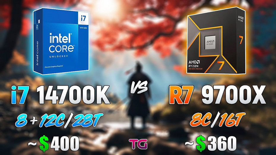 Какой процессор лучше Эксперт сравнил AMD Ryzen 7 9700X и Intel Core i7-14700K в 10 играх в 1080p