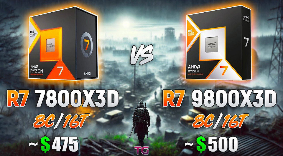 Какой игровой процессор лучше? Ryzen 7 7800X3D сравнили с Ryzen 7 9800X3D в 1080p и 4K
