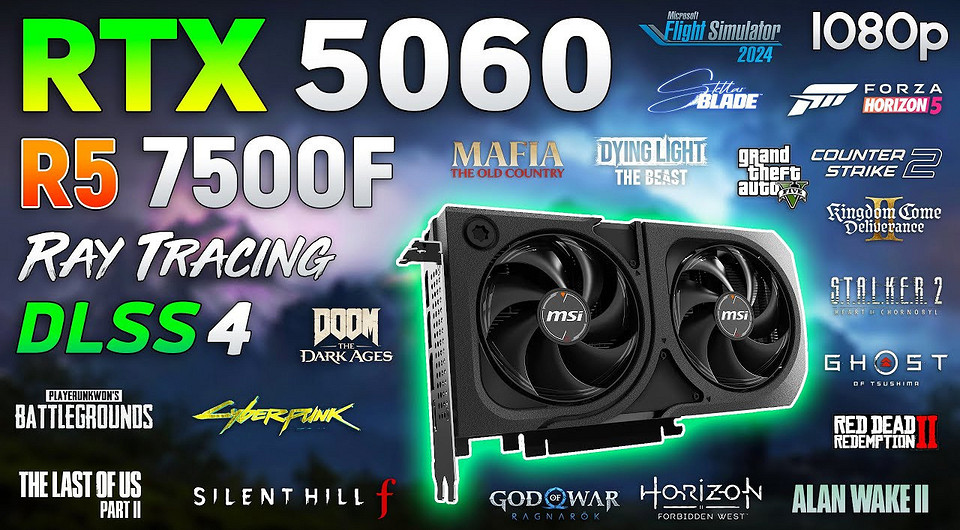 Бюджетный игровой ПК с RTX 5060 и Ryzen 5 7500F проверили в 20 играх в 1080p