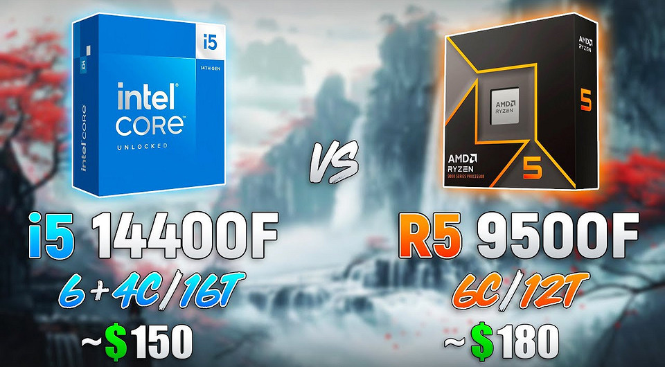 Какой процессор лучше для игр? AMD Ryzen 5 9500F сравнили с Intel Core i5-14400F в 10 играх