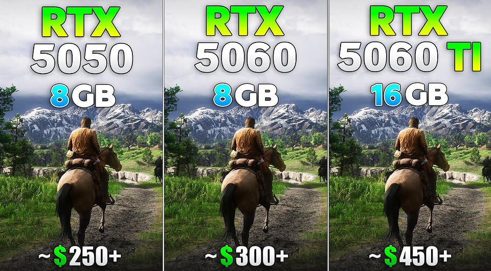 Недорогие видеокарты GeForce RTX 5050, RTX 5060 и RTX 5060 Ti 16 ГБ сравнили в 10 играх в 1080p