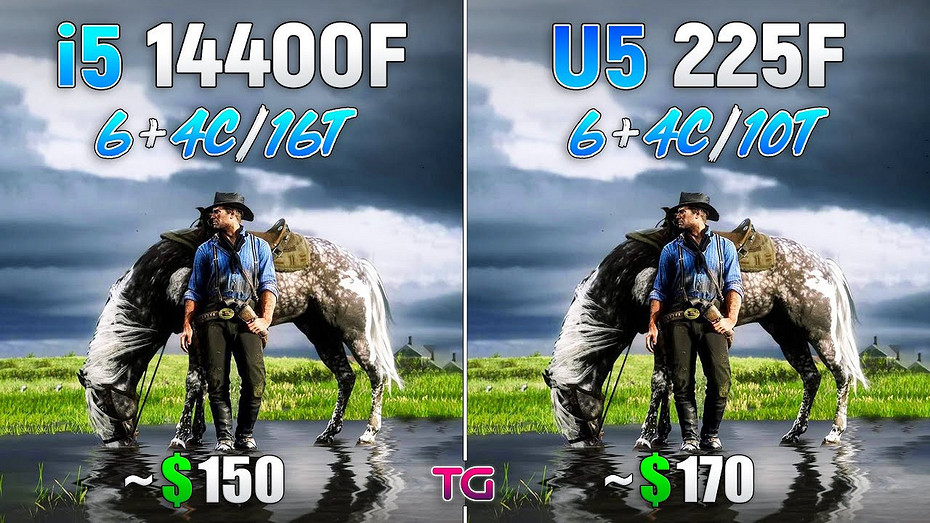 Какой процессор лучше Intel Core Ultra 5 225F сравнили с Intel Core i5 14400F в 11 играх в 1080p
