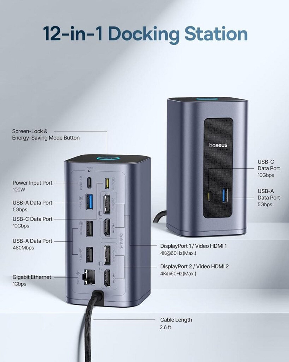 Представлена мощная док-станция Baseus Nomos NU1 Air Spacemate с 12 портамии Представлена мощная док-станция Baseus Nomos NU1 Air Spacemate с 12 портамии