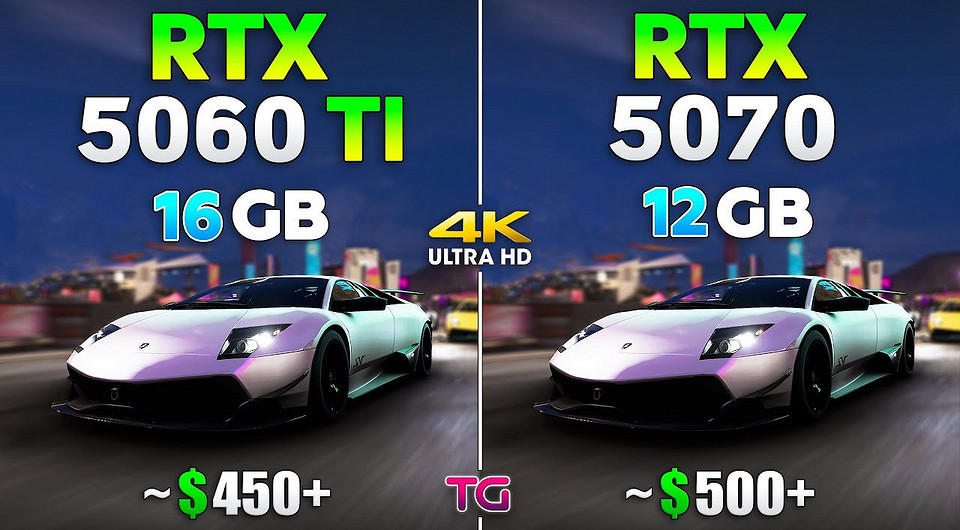Эксперт сравнил видеокарты GeForce RTX 5060 Ti 16 ГБ и GeForce RTX 5070 в 11 играх в 4K