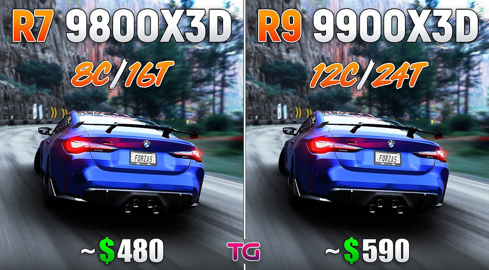 Какой процессор лучше для игр? Ryzen 7 9800X3D против Ryzen 9 9900X3D в 10 играх