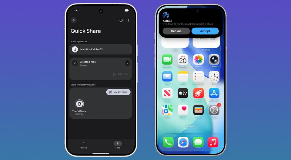 iPhone и Android теперь могут обмениваться файлами напрямую