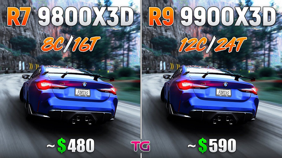 Какой процессор лучше для игр Ryzen 7 9800X3D против Ryzen 9 9900X3D в 10 играх