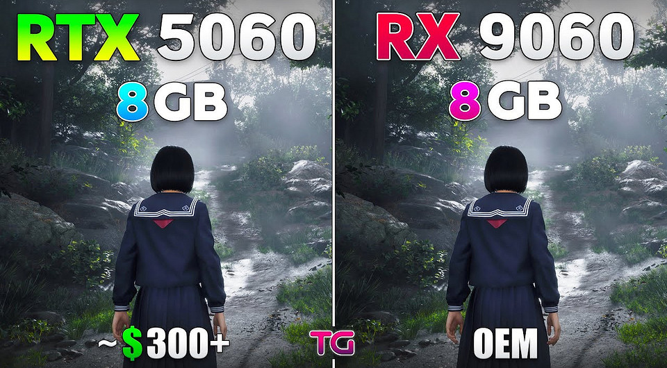 Эксперт сравнил бюджетные видеокарты GeForce RTX 5060 и Radeon RX 9060 в 10 играх в 1080p