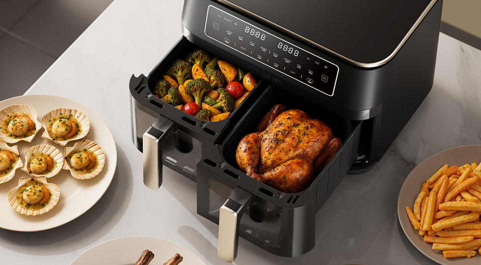 Dreame выпустил новый аэрогриль с двумя независимыми вместительными чашами