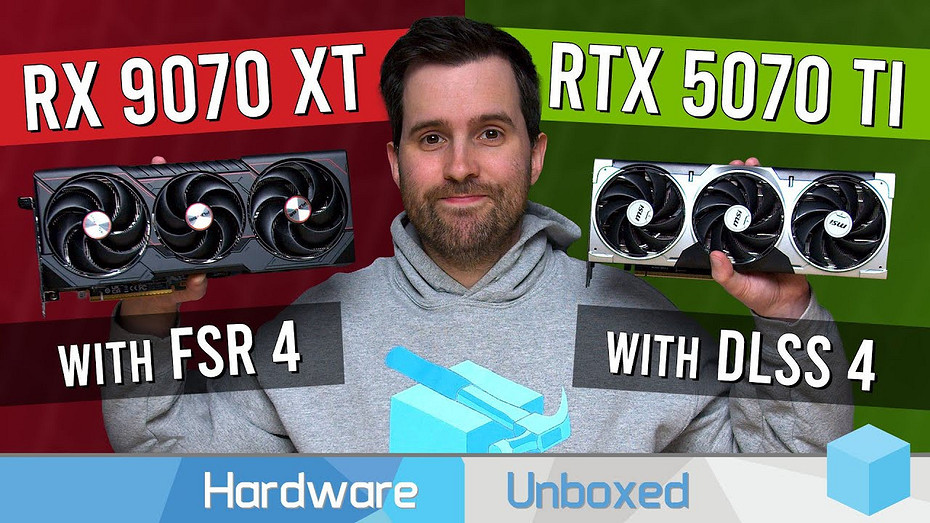 Видеокарты GeForce RTX 5070 Ti с DLSS 4 и Radeon RX 9070 XT с FSR 4 сравнили в 22 играх