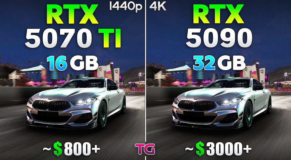 Эксперт сравнил GeForce RTX 5070 Ti в 2K с GeForce RTX 5090 в 4K в 11 играх