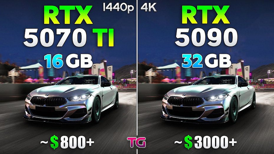 Эксперт сравнил GeForce RTX 5070 Ti в 2K с GeForce RTX 5090 в 4K в 11 играх