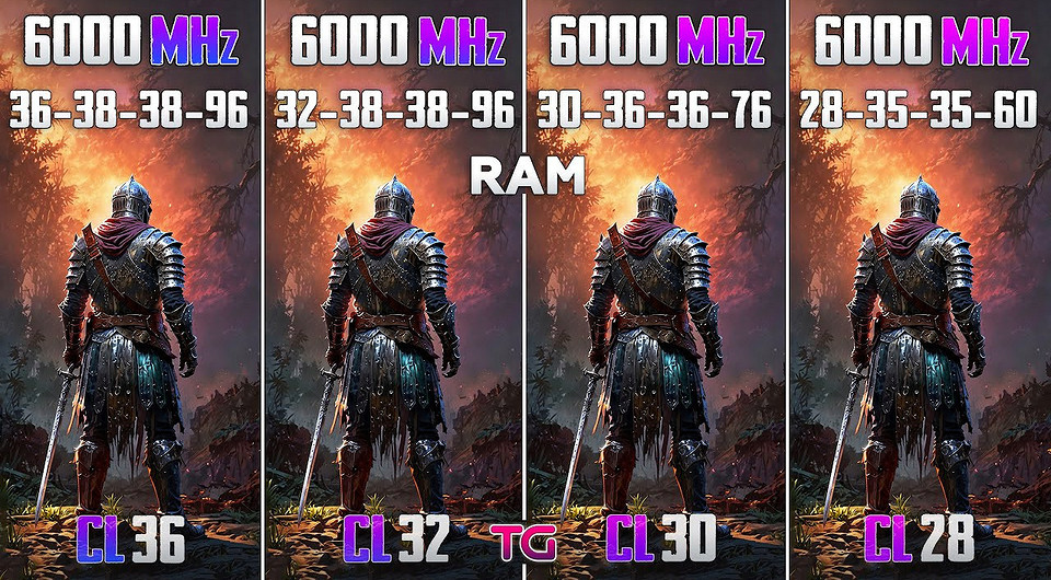 Эксперт сравнил оперативную память с таймингами CL 36, CL 32, CL 30 и CL 28 в играх