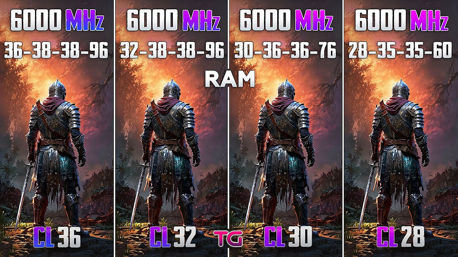 Эксперт сравнил оперативную память с таймингами CL 36, CL 32, CL 30 и CL 28 в играх