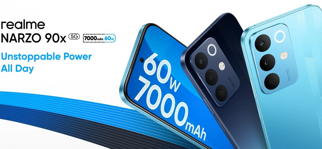 Представлены смартфоны realme Narzo 90 и Narzo 90x с батареями на 7000 мА*ч и зарядкой на 60 Вт