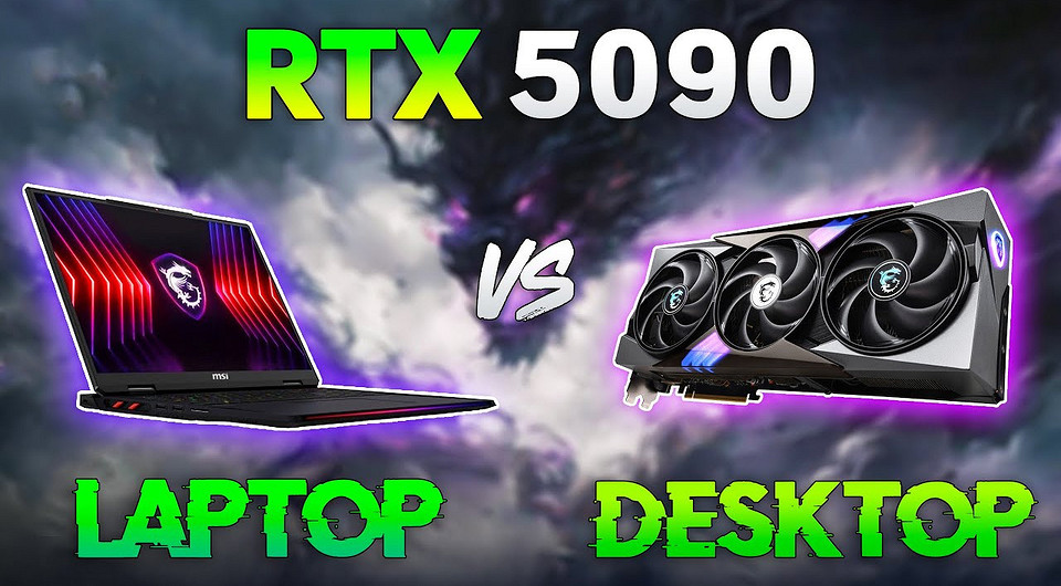 Десктопную версию флагманской видеокарты GeForce RTX 5090 сравнили с мобильной в 2K