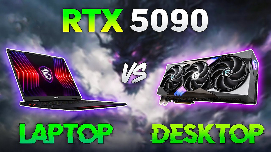 Десктопную версию флагманской видеокарты GeForce RTX 5090 сравнили с мобильной в 2K