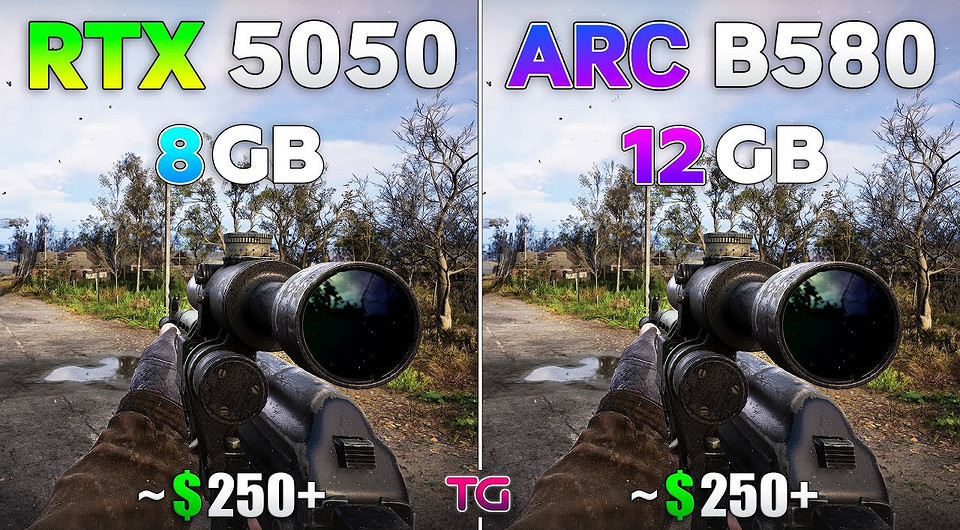 Какую бюджетную видеокарту купить в конце 2025 года? Intel ARC B580 против GeForce RTX 5050