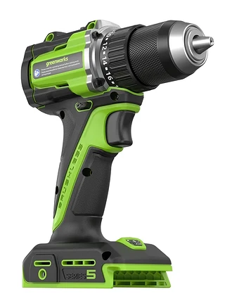 Одна из обновленных моделей Greenworks с системой Antikickback (защита от отдачи). Если сверло или другую оснастку «зажимает» с материале, двигатель мгновенно останавливается — таким...