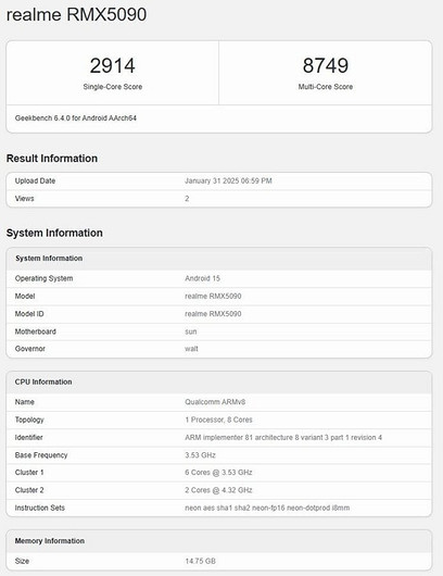 Народный флагман realme GT 7 засветился в Geekbench с мощным чипом
