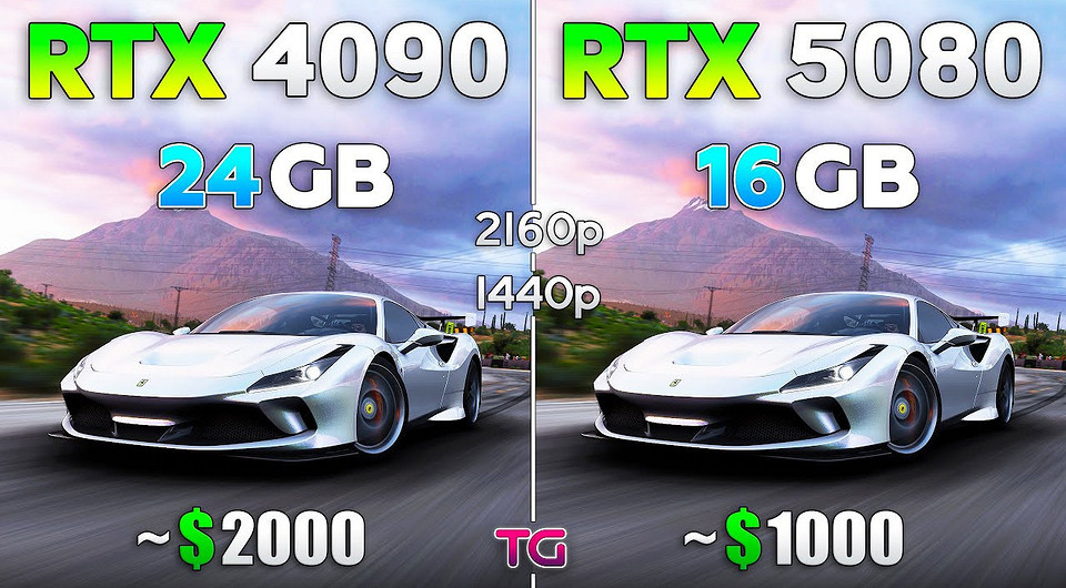 Топовую видеокарту прошлого поколения GeForce RTX 4090 сравнили с актуальной RTX 5080 в 2K и 4K