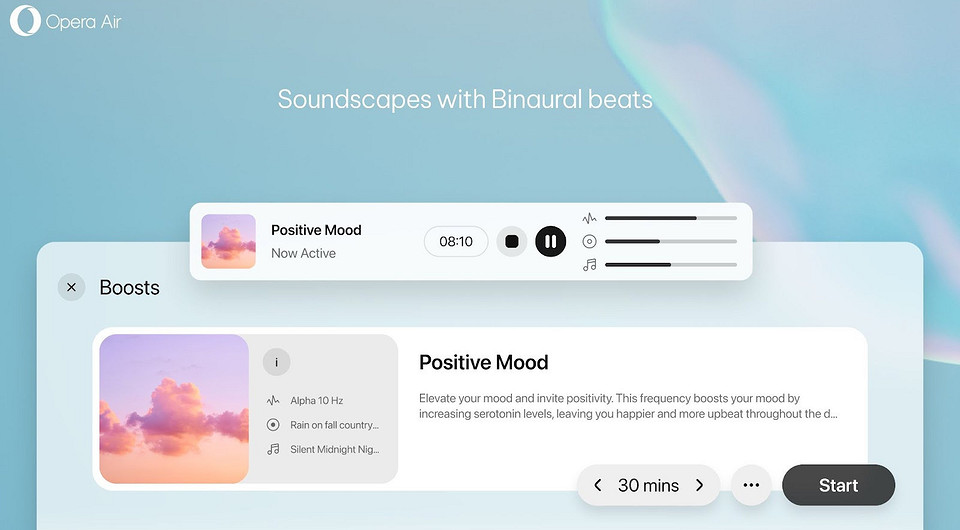 Представлен Opera Air — первый браузер для медитации и релаксации