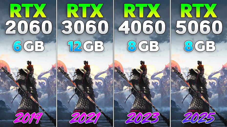 Битва 60-х: эксперт сравнил видеокарты RTX 2060, RTX 3060, RTX 4060 и RTX 5060 в 10 играх