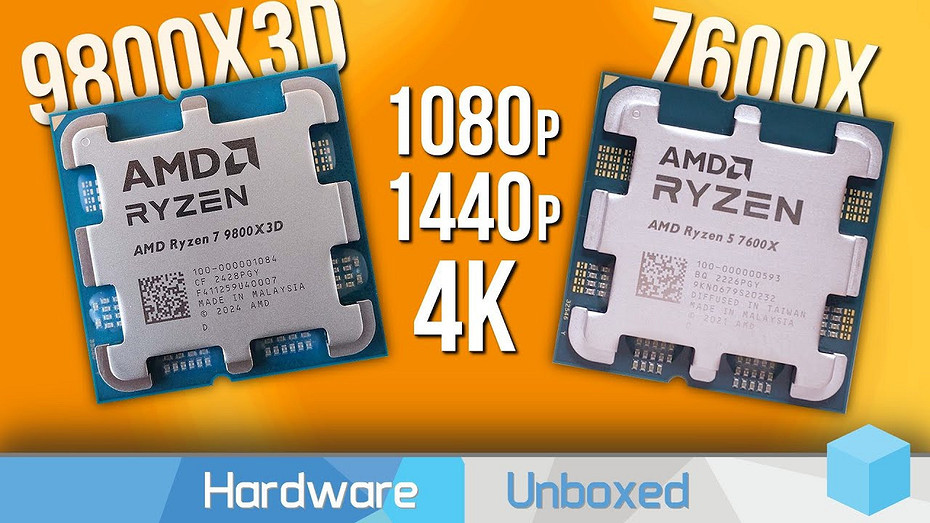 Эксперты сравнили процессоры Ryzen 7600X и Ryzen 9800X3D в паре c мощными видеокартами