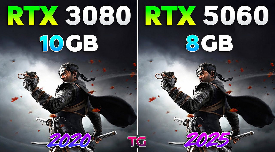 Какая видеокарта лучше? GeForce RTX 5060 сравнили с GeForce RTX 3080 в 12 играх в 1080p
