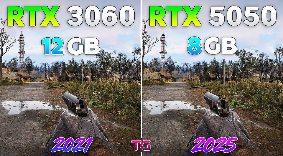Эксперт Testing Games сравнил недорогие видеокарты GeForce RTX 5050 и GeForce RTX 3060 в 10 играх