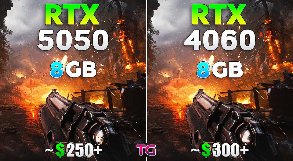 Какая недорогая видеокарта лучше? GeForce RTX 5050 и GeForce RTX 4060 сравнили в 12 играх