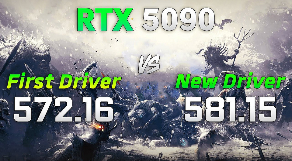 Производительность флагманской видеокарты RTX 5090 сравнили с оригинальными и актуальными драйверами