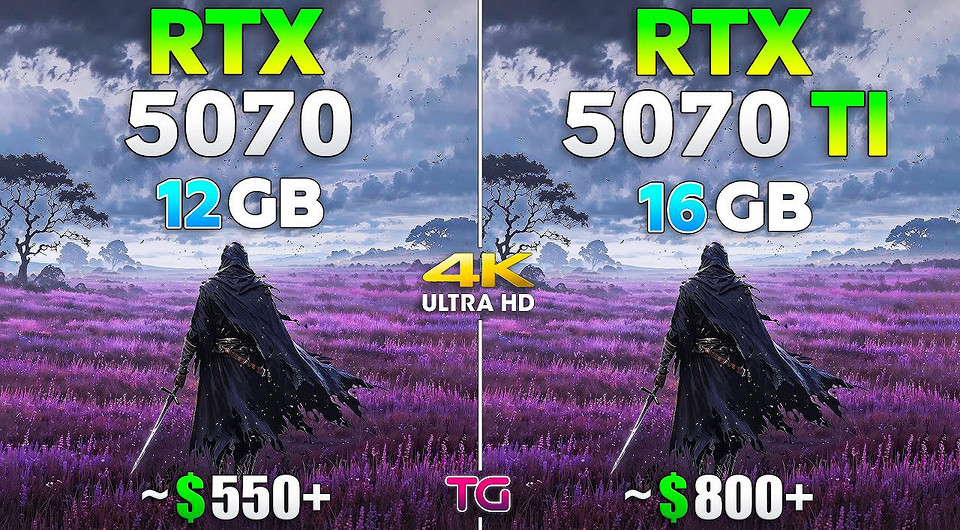 Битва 70-х: видеокарты GeForce RTX 5070 и GeForce RTX 5070 Ti сравнили в 4K