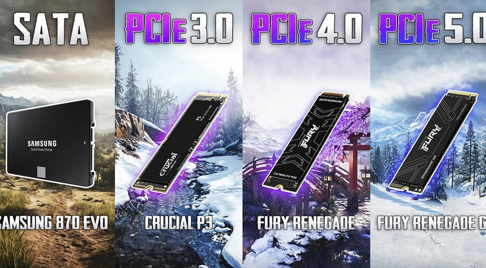 SSD с интерфейсом PCIe 5.0, PCIe 4.0, PCIe 3.0 и SATA сравнили по скорости загрузки в играх