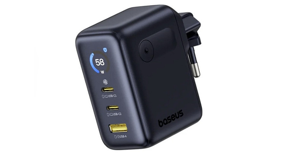 Представлена компактная зарядка Baseus PicoGo на 100 Вт с дисплеем и тремя портами