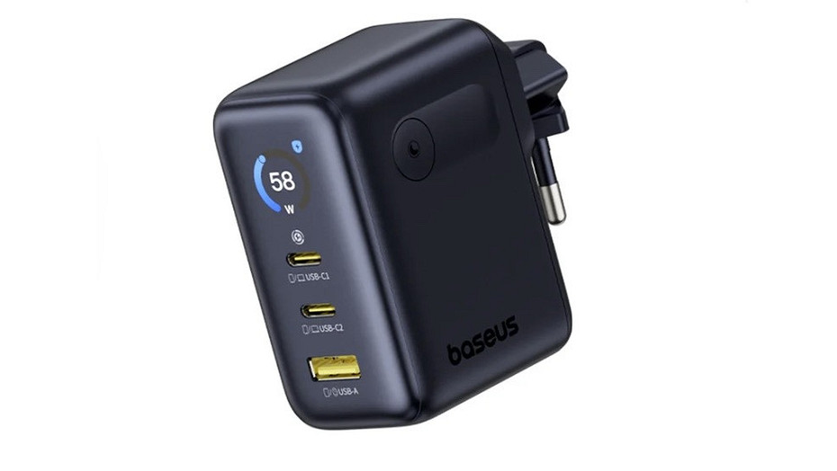 Представлена компактная зарядка Baseus PicoGo на 100 Вт с дисплеем и тремя портами