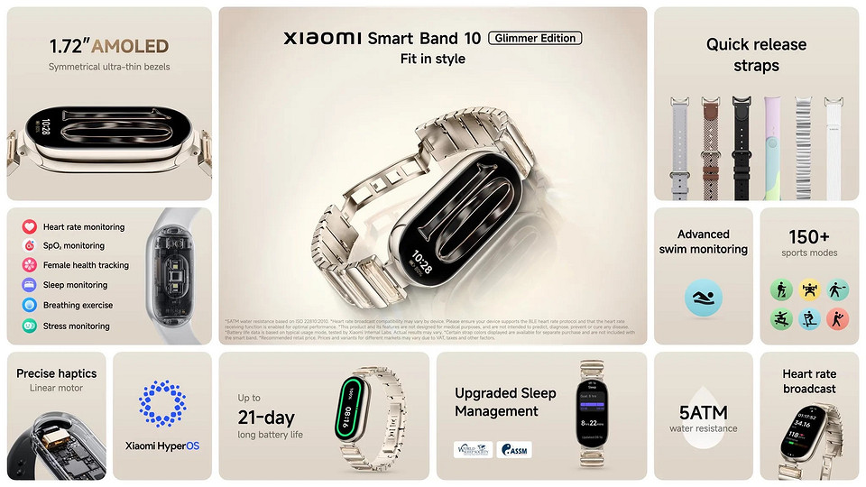 Xiaomi выпустила спецверсию популярного фитнес-браслета Smart Band 10 Glimmer Edition Xiaomi выпустила спецверсию популярного фитнес-браслета Smart Band 10 Glimmer Edition