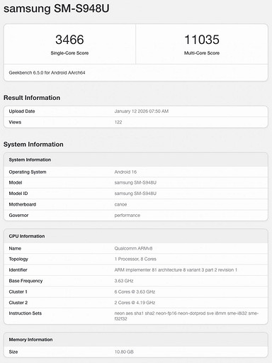 Samsung Galaxy S26 Ultra и Galaxy S26 засветились в Geekbench