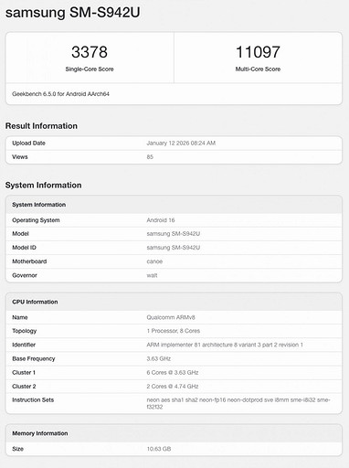 Samsung Galaxy S26 Ultra и Galaxy S26 засветились в Geekbench