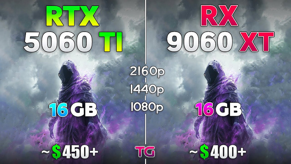 Какая видеокарта лучше Эксперт сравнил GeForce RTX 5060 Ti 16 ГБ с Radeon RX 9060 XT 16 ГБ в 2K