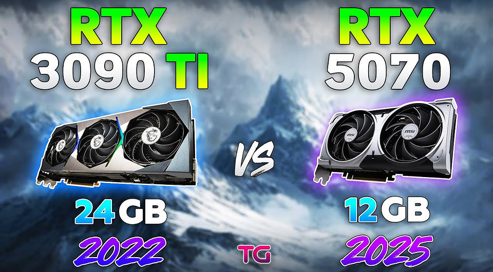 Эксперт сравнил топовую видеокарту GeForce RTX 3090 Ti 2022 года выпуска и RTX 5070 в 10 играх в 4K