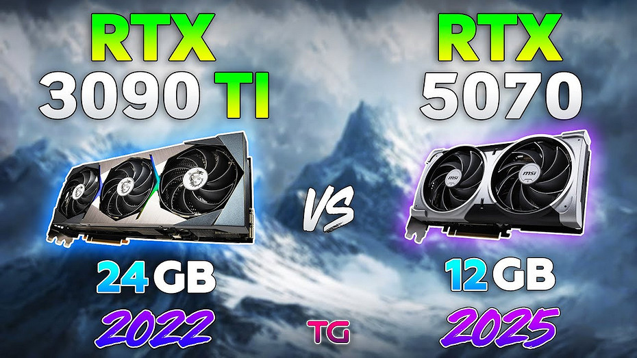 Эксперт сравнил топовую видеокарту GeForce RTX 3090 Ti 2022 года выпуска и RTX 5070 в 10 играх в 4K