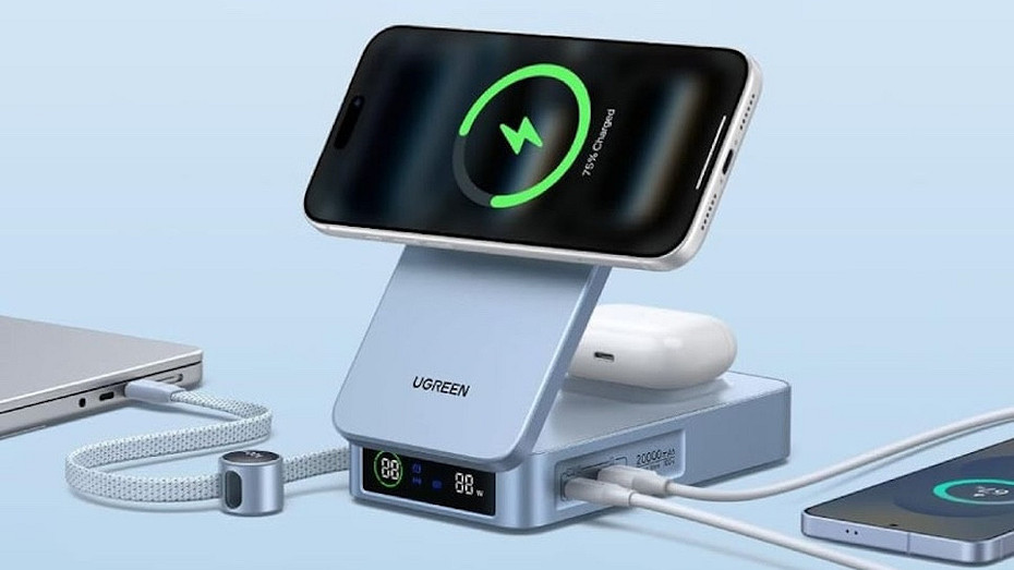 Представлен UGREEN MagFlow 2-в-1: флагманский пауэрбанк с магнитной зарядкой и дисплеем