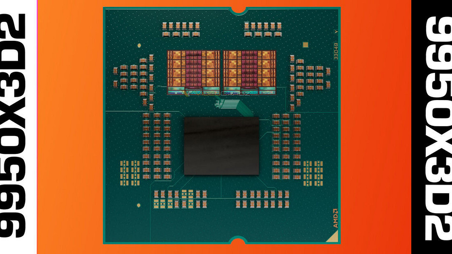 AMD готовит суперпроцессор Ryzen 9 9950X3D2 с двумя кристаллами 3D V-Cache