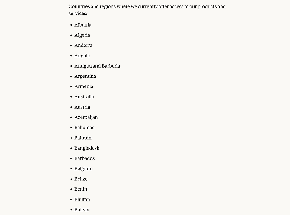 Список поддерживаемых стран огромен, но России в нём нет