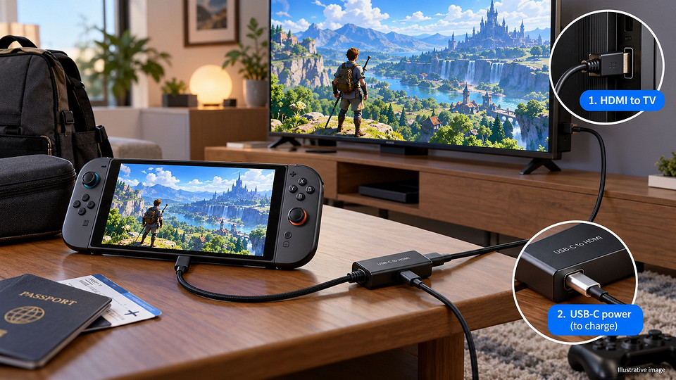 Вышел самый полезный аксессуар для Nintendo Switch 2. Теперь консоль можно подключить к телевизору без док-станции.