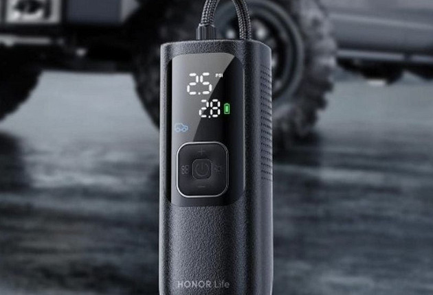 HONOR представила компактный компрессор за $37. Давление до 160 PSI и четыре автомобильные шины от одного заряда