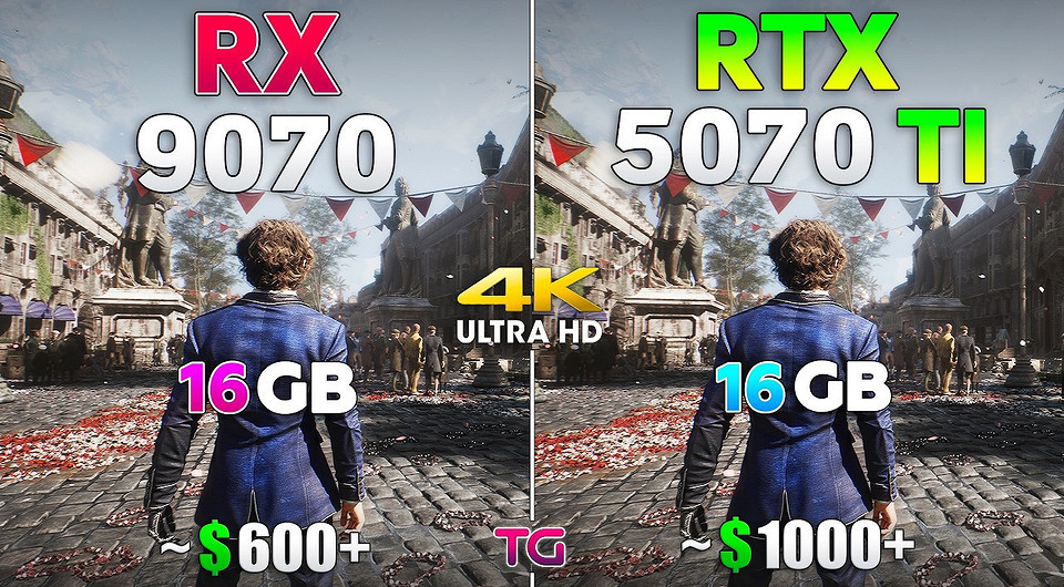 Какая видеокарта выгоднее? GeForce RTX 5070 Ti сравнили с Radeon RX 9070 в 11 играх в 4K