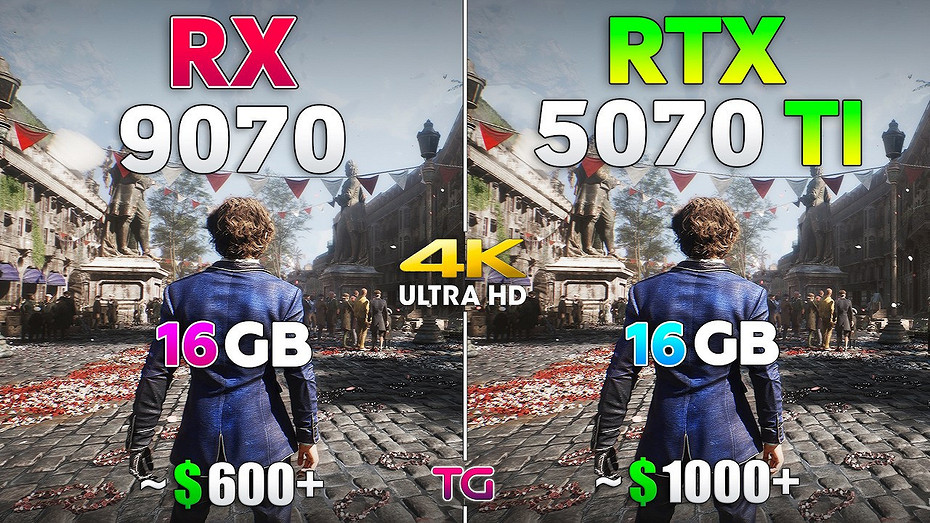 Какая видеокарта выгоднее GeForce RTX 5070 Ti сравнили с Radeon RX 9070 в 11 играх в 4K