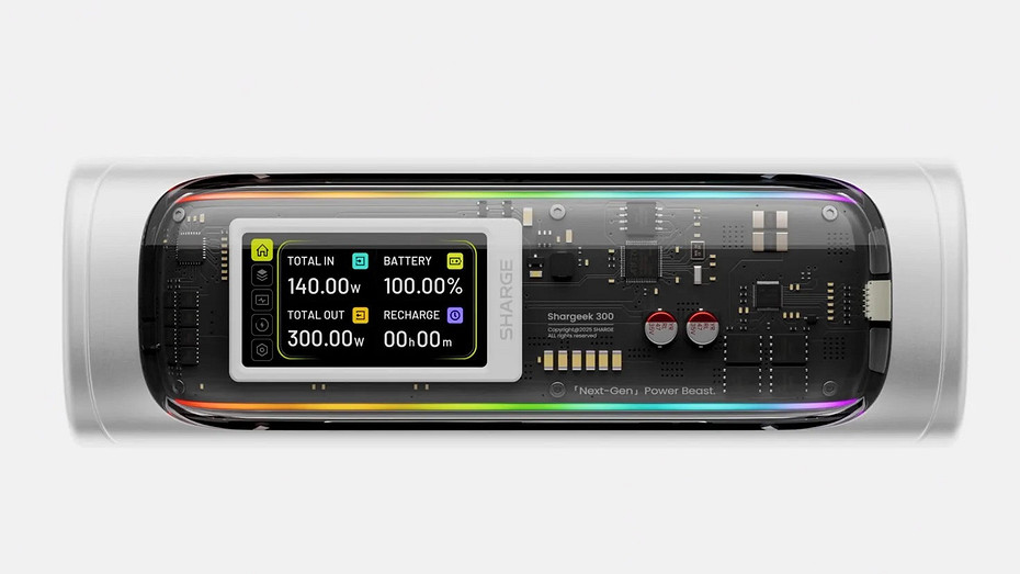 Представлен Shargeek 300 прозрачный пауэрбанк на 24 000 мАч с мощностью 300 Вт